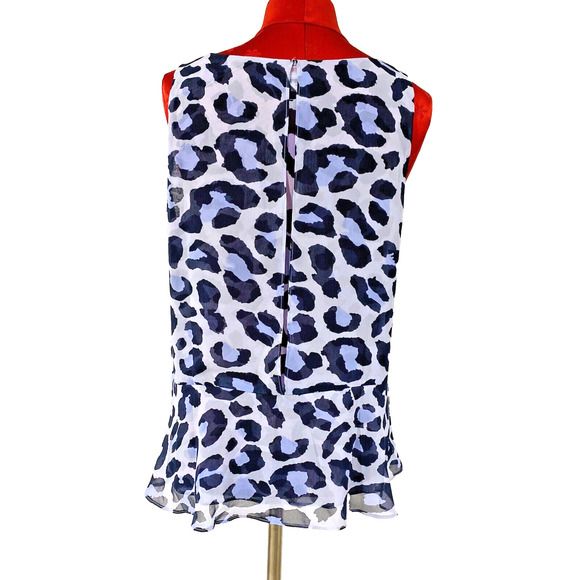 CABi size M sleeveless top sheer flowy animal print pullover casual beachy blues - Picture 3 of 7